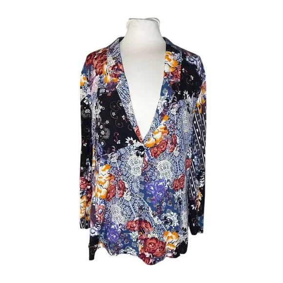 Jaase Women's Multicolor Floral Jacket Size M 3/4 Sleeve - Picture 1 of 4